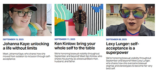 Thumbnails of profiles about bisexual people